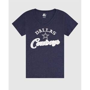 NEW STARTER womens dallas cowboys rhinestones v-neck shirt in navy